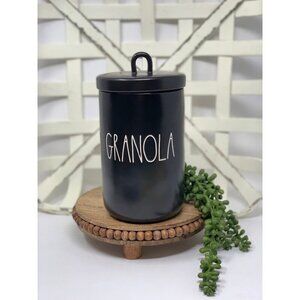 Rae Dunn Granola Canister Black Matte Ceramic Farmhouse Kitchen Storage Jar